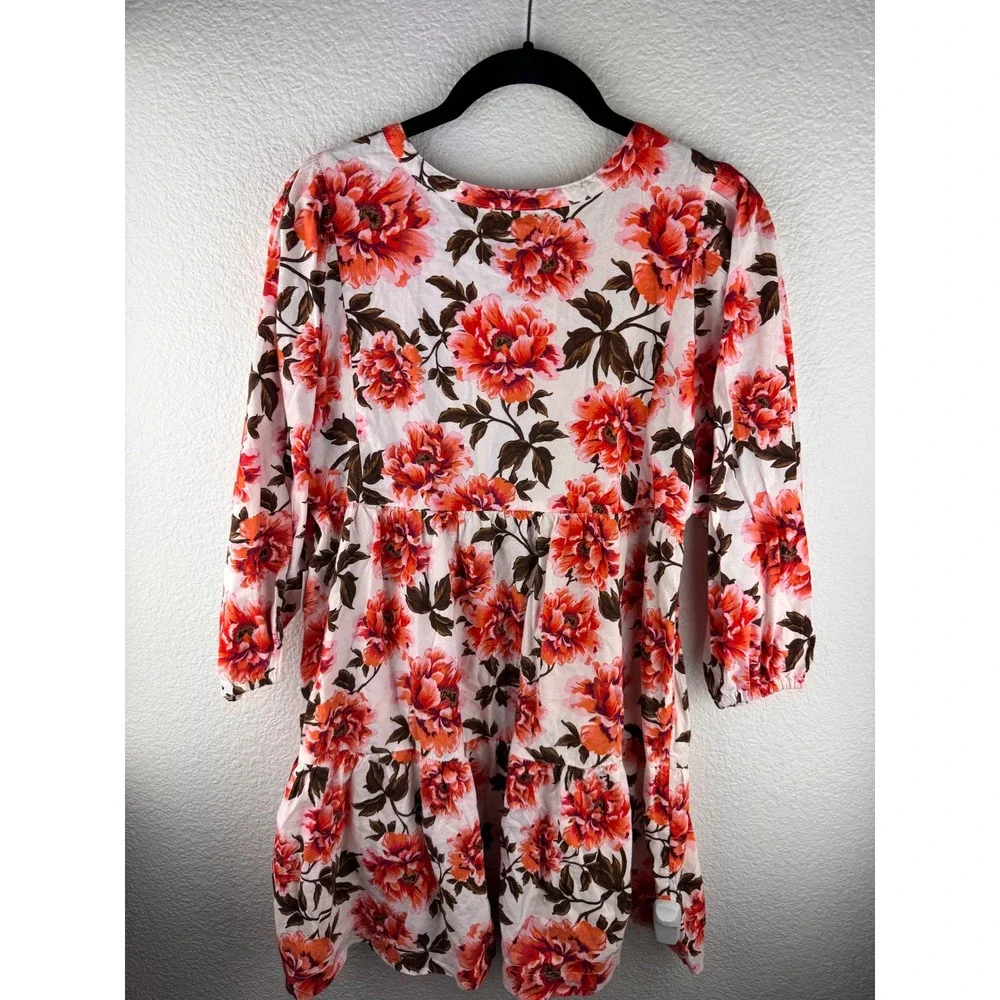 NWT Kids Old Navy Cream Floral Tiered Button Front Dress Size L‎ 10 12